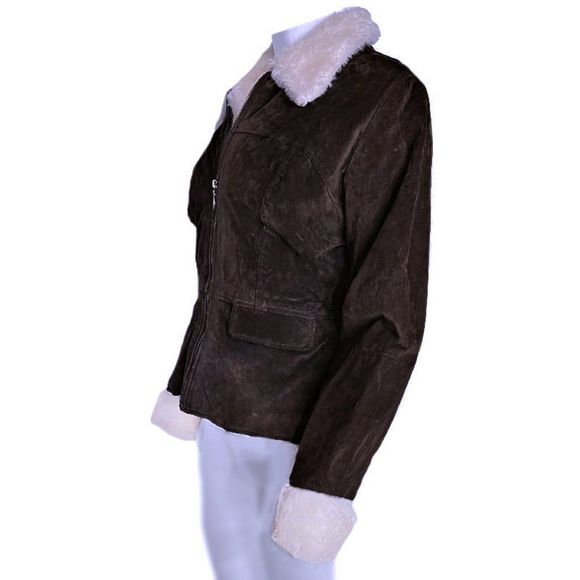 Vintage BB DAKOTA Pret a Porter Distressed Suede Shearling Jacket Coat Size M - Picture 5 of 10